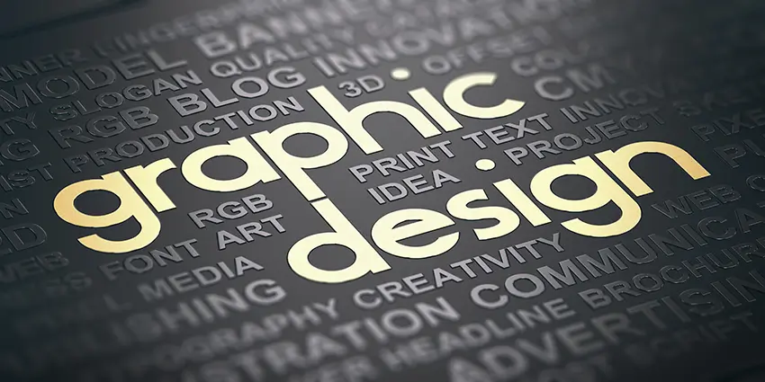 Typografische Illustration mit dem Schriftzug graphic design als Symbolbild für Grafikdesign
